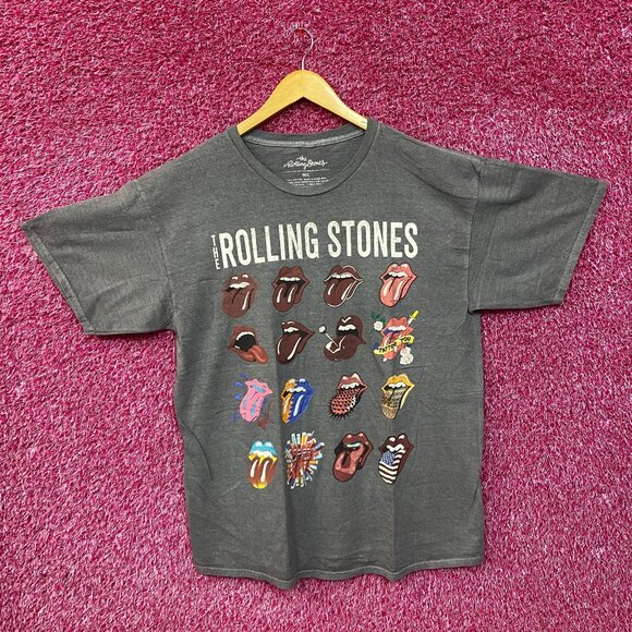 The Rolling Stones Hot Lips No Filter Evolution Gray T-Shirt (M/L) large - Picture 3 of 4